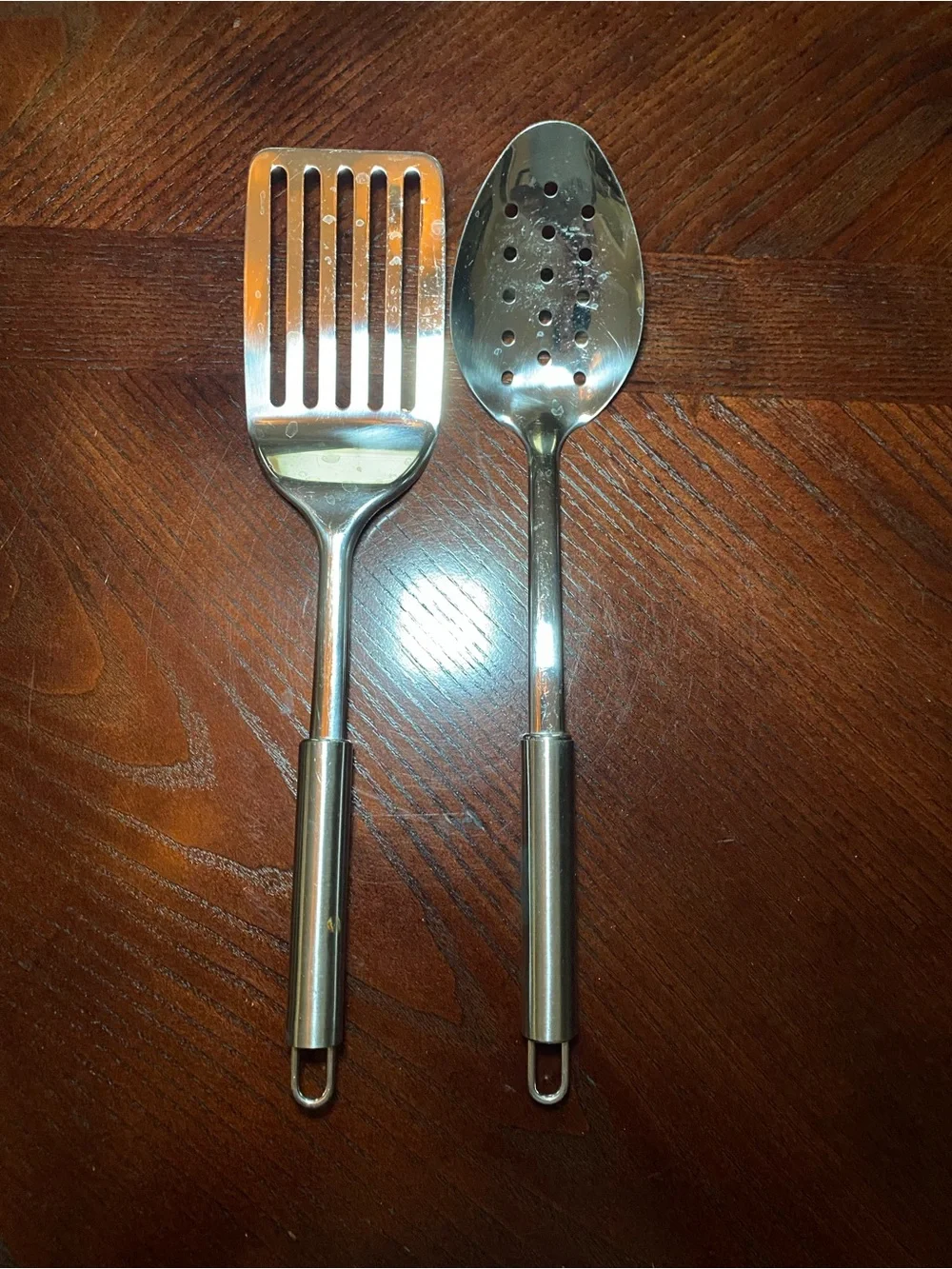 EKCO Stainless Steel Slotted Turner and Slotted Serving Spoon - Silver 18/8,